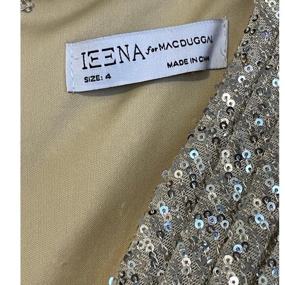 Mac Duggal Silver Nude V-Neck Sequin Wrap Waist Gown Size 4 Style 26598 NEW - Picture 7 of 9